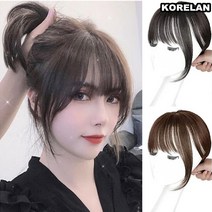 KORELAN 여성 통가발 정수리 앞머리 일체형, 블랙