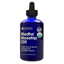 Radha Beauty USDA 인증 유기농 로즈힙 씨드 오일 100% 순수 냉압착 - 얼굴 머리카락 피부 및 손톱에 수분을 공급하는 훌륭한 캐리어 오일 - 59.1ml(2온, 2 Fl Oz (Pack of 1)