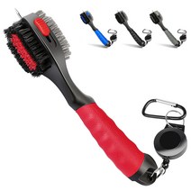 CRESTGOLF 양면 골프클럽 세척 브러쉬, 레드