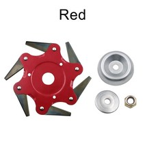 자주식 잔디깍기 충전식 무선 소형 예초기 전기 잡초제거기 수동 잔디바리깡 제초기 날 범용 잔디 트리머 헤드 6 이빨 잡초 이터 블레이드 금속 강철 쉽게 절단 정원 잔디, 빨간 머리 세트