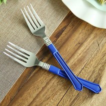 홈파티 플레이팅 포크 (10개입) 블루, 화이트