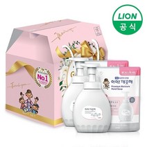 라이온 아이깨끗해 프리미엄 핸드워시 선물세트 450ml용기 2개+ 4500ml리필 2개, 2.퓨어핑크 용기2개+리필2개