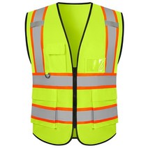 방탄복 안전 조끼 유니폼 지퍼 및 5 포켓 클래스 2 반사 높은 가시성 건설 작업 보안 남여 작업복 자원 봉사 JX, [01] S, 05 yellow_01 S