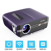 빔프로젝터 미니 가정용 단초점 스마트 폰용 4k tv 프로젝터 안드로이드 9.0 블루투스 와이파이 홈 시어터 프로젝터 비디오 빔 프로젝터 야외 1350ansi, a15 퍼플, 나는 플러그