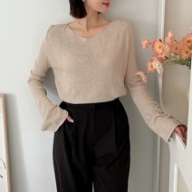 뜨개진 여성용 라세나 입술넥 니트