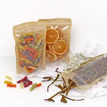 [핸즈픽] 투명+크라프트 스탠딩 지퍼백(100매) 내면 코팅으로 식품은 물론 선물포장 가능한 예쁜 지퍼봉투 세워서 진열가능