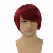 남자장발가발 WEILAI 남자 합성 가발 숏 자연 검은 갈색 머리, 한개옵션1, 21 AK03-H