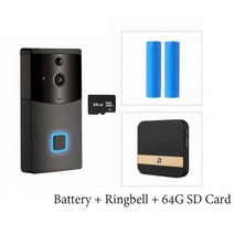 도어벨 비디오 2.0MP Tuya 앱 Wifi 초인종 카메라 스마트 홈 방수 무선 인터콤 PIR 모션 감지 보안 CCTV 캠, Kit 3_미국 플러그