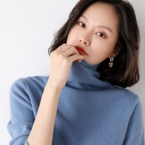 메리노울 니트 울니트 양모 스웨터 여성 캐시미어 루즈핏 하이넥 풀오버 이너 기본니트