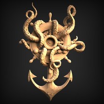 STL 모델 CNC 라우터 3D 프린터 Artcam Aspire Octopus entangles anchor files 방향타, 한개옵션0