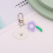 제너럴케이 일러스트 아크릴 강아지 꽃 키링, 퍼플데이지강아지, 1개