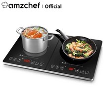 Amzchef 이중 유도 호브 YL35-DC08 전기 밥솥 10 레벨 전력 2800W 3 시간 타이머 안전 장치, 보여진 바와 같이, 한개옵션1, 한개옵션0