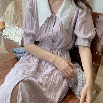 쭈글이원피스 졸다 토끼 뾰족함 허리보정 프렌치 슬림핏 보라색 클래식 햅번 무드 스윗 2236598825