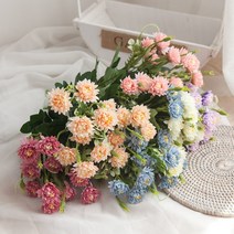 미니소국부쉬 35cm 조화 꽃 성묘 인테리어 장식 소품 홈가드닝 FAIAFT, 크림