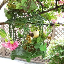 육각정 네츄럴 그린 새장 모형 A 28cm 동물모형 버드케이스 인테리어