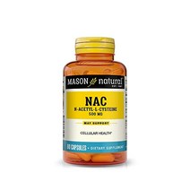 MASON 내츄럴 메이슨 내추럴 NAC N-아세틸 L-시스테인 500mg - 일반 건강을 위해 세포 건강 면역 체계 강화제 60캡슐을 지원합니다.