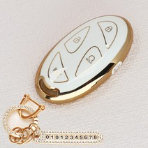 튜모 디올뉴 그랜저 GN7 코나 SX2 아이오닉6 5버튼 7버튼 TPU 스마트 키케이스 키커버 키링, HD-09, 골드오링-아이보리