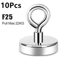 10Pcs 희토류 카운터 싱크 구멍이있는 강력한 마그네틱 후크 볼트 슈퍼 강한 자석 네오디뮴 포트 낚시 자석 검색 자, 10Pcs F25