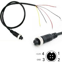 사이드블랙박스 화물차 3채널 블랙박스 mdvr 카메라 액세서리 자동차 모니터링 항공 여성 케이블 커넥터 av dc bnc 오디오 비디오 케이블 출력 4 핀 비디오 라인 호환, 12v