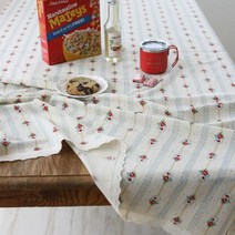 레트로 홍차가게 면레이스 테이블보/식탁보 4size.앤코튼, 블루|정4(130x130)