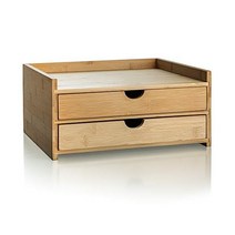 프로슈머 초이스 3단 대나무 데스크탑 정리대/책상 액세서리 미국 편지지 크기 홈/오피스용 서랍장 | 폴더 파일 메일 분류기 랙/문서 홀더용 편지 트레이, Dual Drawer