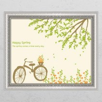 아트박스/꾸밈 ih731-일러스트나무_창문그림액자, 타입1-자전거/D타입-엘레강스실버
