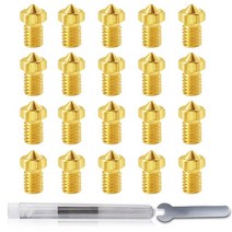 5Aplusreprap 3D 프린터 V6 황동 노즐 20개 E3D V6 노즐 0.4mm와 호환 가능 Anycubic Chron i3 메가 mega S Mega X Meg, V6 Nozzles(0.4mm) 20pcs