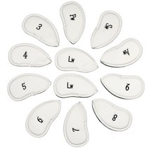 PU 가죽 골프 아이언 헤드커버 세트 12pcs, 화이트크림