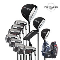 야마모토 펜타곤 남성 스틸 풀세트+히스케이 캐디백세트, 드라이버+우드+하이브리드/R+HK-002 블랙