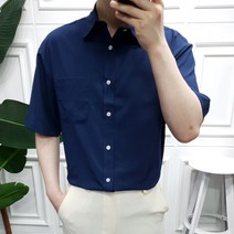 프롬엘 16컬러 남자 구김없는 링클프리 스판 세미오버핏 반팔 와이셔츠 여름반팔남방 빅사이즈
