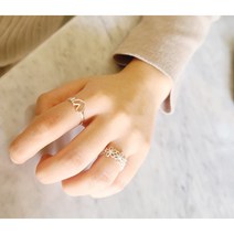 [에벤 쥬얼리] 925실버 쁘띠하트 오픈 링 / 러블리한 여자은반지 프리 반지