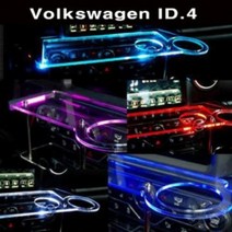 ArtX 폭스바겐 ID.4 USB 5V LED 2단 차량용 무중력테이블 컵홀더 식탁 자동차 선반 핸드폰 거치대 수납용품, 추가함, 화이트LED, 일반 타입