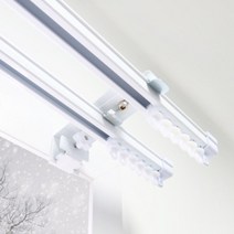 못없이 설치하는 안뚫어고리 셀프 인테리어 이중레일 커튼레일 버전3 (1세트-2개입), 버전3 블랙(3개입)
