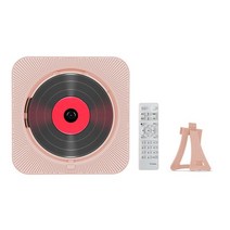 cd플레이어 미니 감성 시디 벽걸이 플레이어 씨디 라디오 휴대용 멀티미디어 벽 마운트 블루투스 호환 음악 디스플레이 브래킷이있는, 핑크 EU 플러그