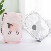 동물 메쉬 원터치 빨래바구니 2color, 그레이