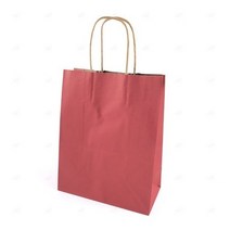 크라프트 쇼핑백 친환경 가벼운 튼튼한 도시락 베이커리 빵집 음식 포장 선물 심플 깔끔 플랫 답례품 보답 봉투 무지 재사용가능 종이 업체 업소용 옷 의류 매대 기념일 레드색
