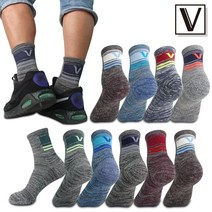 발렌티노크리스티 남성용 두꺼운 쿠션 센터 V 포인트 작업 등산 스포츠 양말, 남성용 (250-270), 색상믹스_10켤레