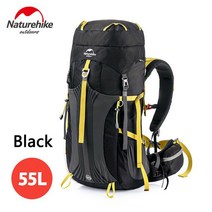 소형 중형 등산가방 배낭 Naturehike 대용량 등산 가방 농축 및 아늑한 남여 야외, 2.Black 55L