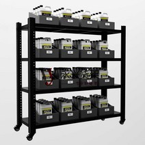 중량렉 앵글 파렛트랙 받침대 공장 수납장 건조기, 블랙150x40x200 4단 휠 하중400kg