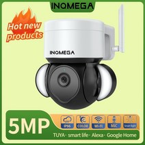 INQMEGA TUYA Alexa 스마트 음성 카메라 Google 홈페이지 유무선 이중 연결 웹 카메라 방수 CCTV 지원, 투야, 협동사, 영국 플러그