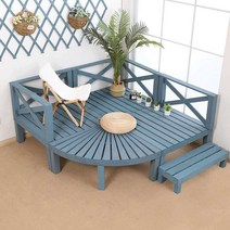 평상마루 조립식 야외 테이블 평상 옥상 단독주택, 부채꼴테라스길이90x폭90x높이40cm블루