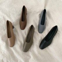 클라크 천연 양가죽 스퀘어토 미들힐 5color (5cm)