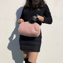 로로얼로이 겨울 골프 밍크 에코퍼 방한 손난로 따수미 벨트 가방 골프핸드워머, 핑크