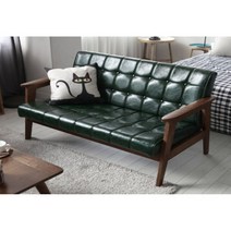 캐쥬얼 엔틱 고급 인조가죽 2인용 카페 쇼파 (6색) 명품 모던 소파 클래식, B초코+앤틱원목