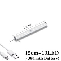 씽크대조명 책상조명 판매 LED PIR 모션 센서 밤 램프 USB 충전식 캐비닛 빛 부엌 옷장 계단에 대 한, 02 10LED_02 차가운 흰색