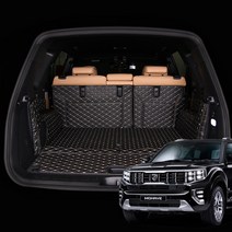 [KHAN칸] 모하비 더마스터 트렁크매트 풀매트 5인승 6인승 7인승 차량 용품 악세사리, 카본가죽 (금장스티치), 5인/사이드일체/램프유