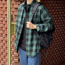 데이즈 남성용 스탠다드 오버핏 체크 셔츠