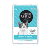 캣퓨어 파우치 그레인 프리 고양이 캣푸드 참치&도미80g, 1개, 참치&도미