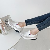 런슈즈 반짝이 큐빅 발편한 밴딩 통굽 여성슬립온 3cm