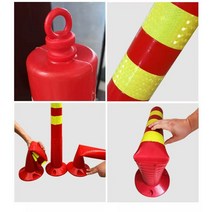 주차금지 고무 볼라드 탄성 도로 차량 이동 충돌 방지, 플라스틱 경고 포스트 73cm(나사 제외)